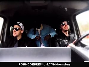 bums BUS - crazy nymph interracial orgy and jizm on knockers