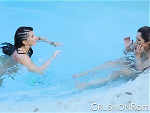 crush chicks - Romi Rain and Reena Sky pummel in the pool